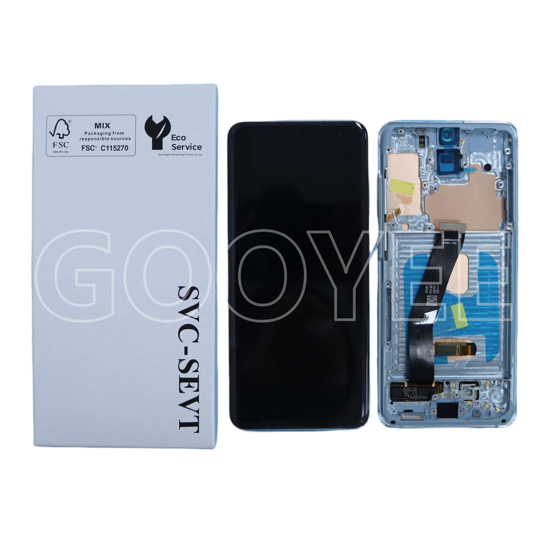Lcd Display For Samsung S20 5G Galaxy G981 Blue With Frame Oled