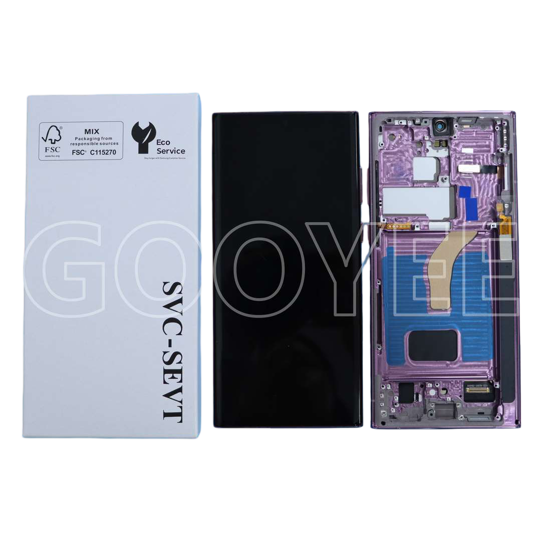 Lcd Display For Samsung S22 Ultra Galaxy S908 Burgundy With Frame Oled